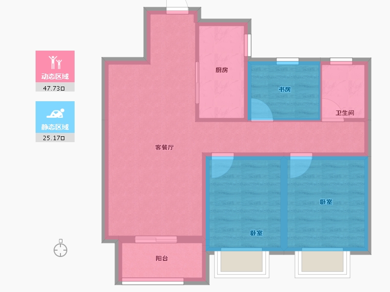 河北省-唐山市-德贤华府-64.29-户型库-动静分区