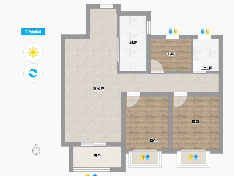 河北省-唐山市-德贤华府-64.29-户型库-采光通风