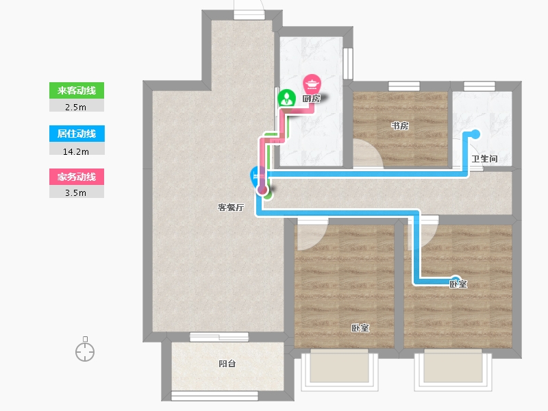 河北省-唐山市-德贤华府-64.29-户型库-动静线