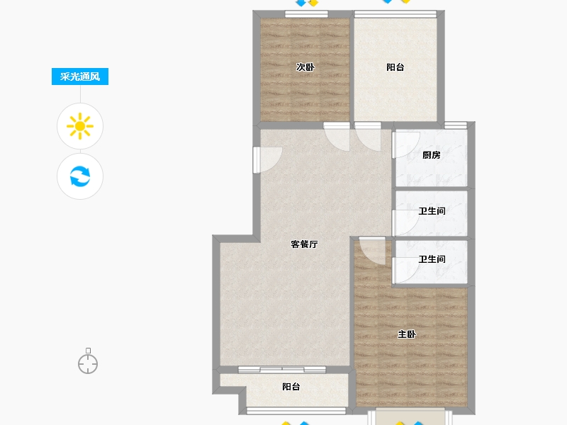 河北省-邢台市-顺城国际(三期)-89.00-户型库-采光通风