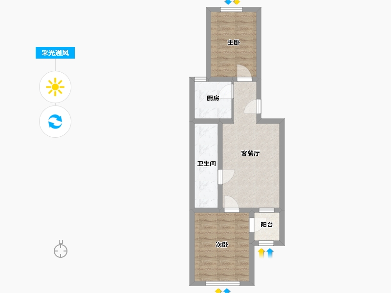 北京-北京市-育慧里二区-47.50-户型库-采光通风