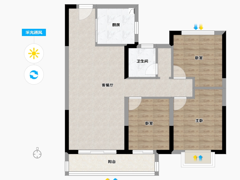 陕西省-西安市-金辉鹿鸣长滩-78.40-户型库-采光通风