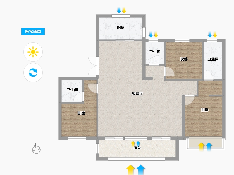 河北省-衡水市-君悦华府-105.25-户型库-采光通风