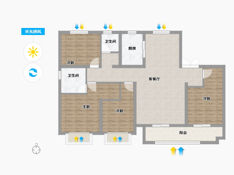 河北省-唐山市-德贤华府-108.56-户型库-采光通风