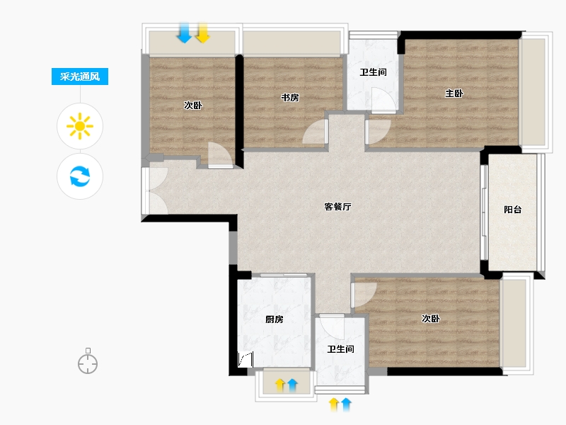 广东省-深圳市-山海御园-118.00-户型库-采光通风