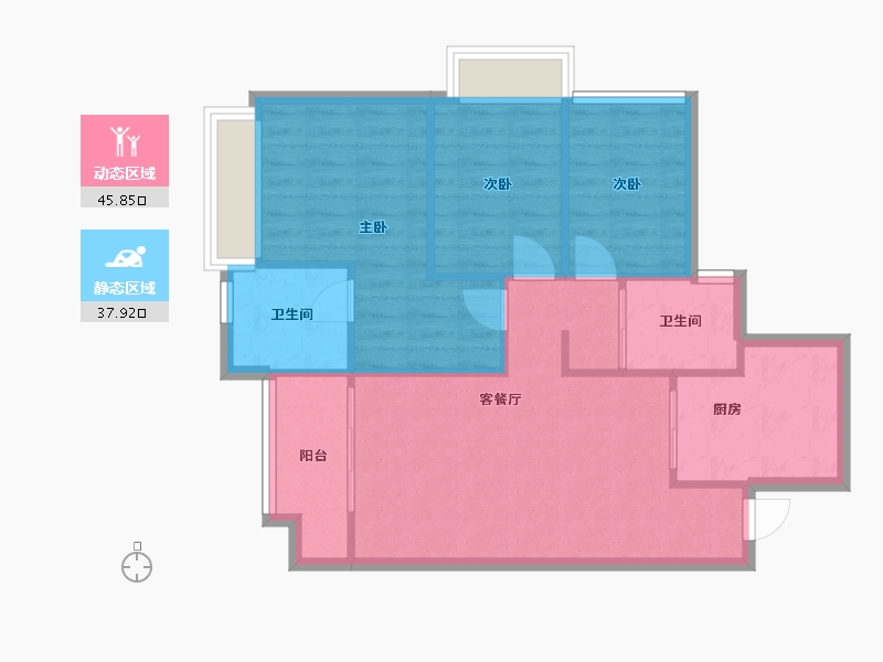 广东省-佛山市-万科金域世家-75.42-户型库-动静分区