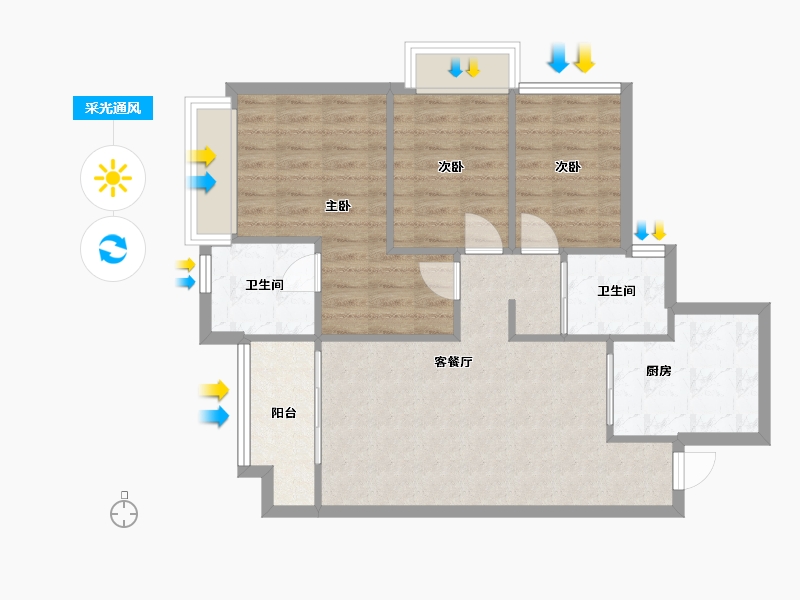 广东省-佛山市-万科金域世家-75.42-户型库-采光通风