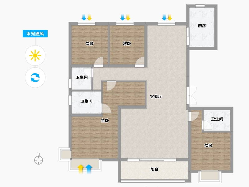 河北省-唐山市-德贤华府-141.25-户型库-采光通风