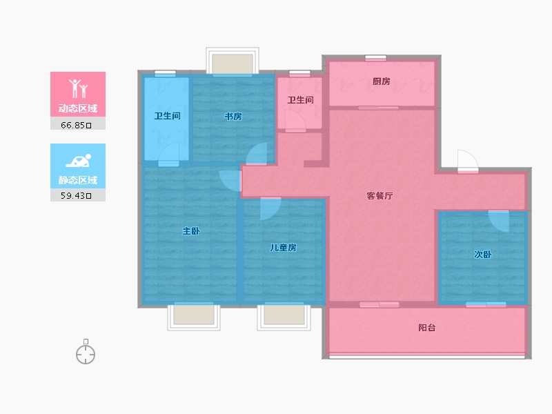 安徽省-合肥市-皖投云锦台-113.61-户型库-动静分区