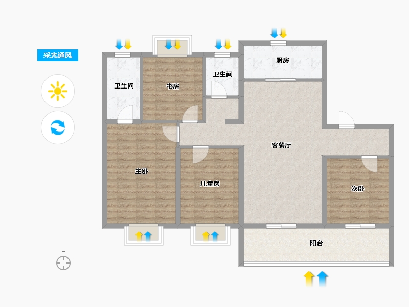 安徽省-合肥市-皖投云锦台-113.61-户型库-采光通风