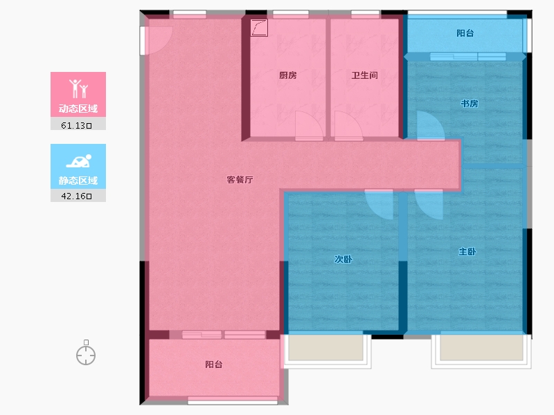 山东省-烟台市-绿地德迈珑璟台-92.00-户型库-动静分区