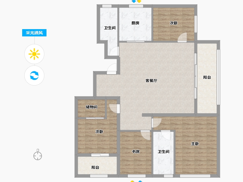 浙江省-衢州市-绿城城投·礼贤未来社区-120.00-户型库-采光通风