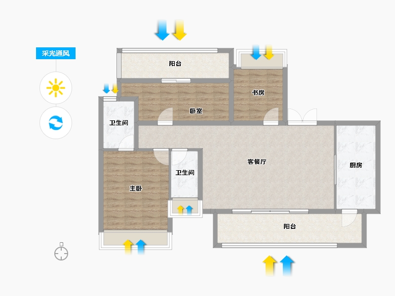 四川省-绵阳市-长虹城云麓-114.40-户型库-采光通风