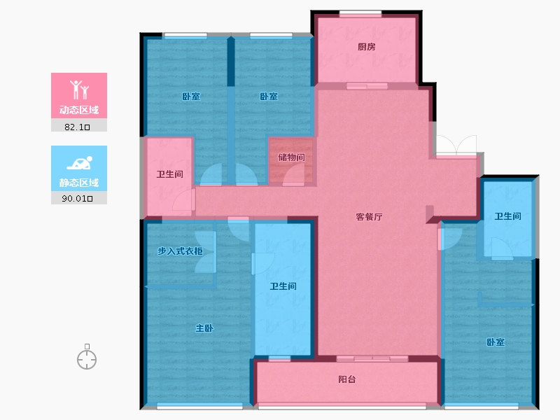 浙江省-杭州市-秦望府-154.34-户型库-动静分区