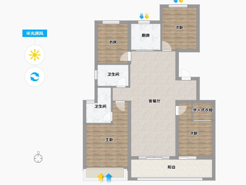 浙江省-衢州市-绿城城投·礼贤未来社区-107.20-户型库-采光通风