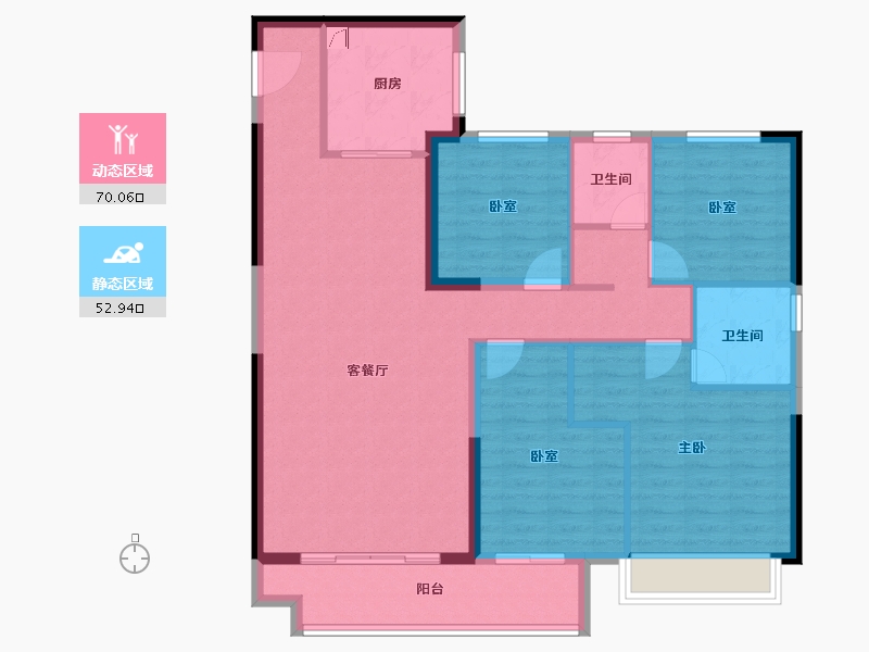 陕西省-西安市-金辉鹿鸣长滩-111.20-户型库-动静分区