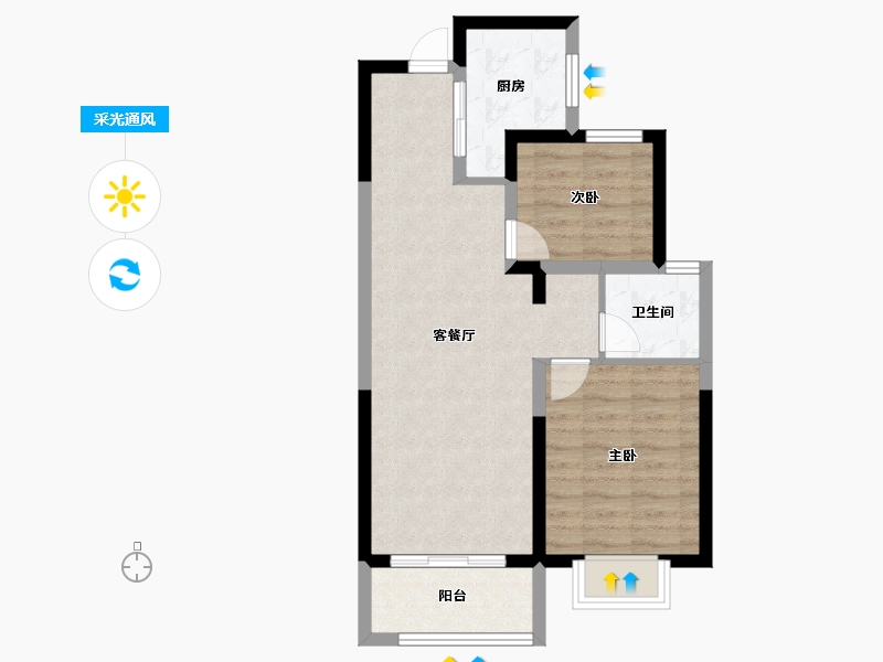 河南省-郑州市-万科·民安理想星光-60.81-户型库-采光通风