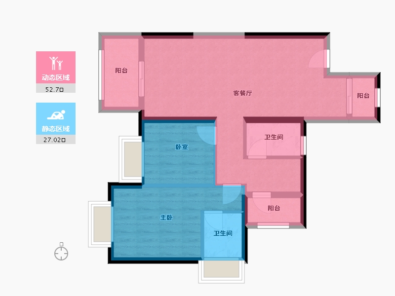 黑龙江省-鹤岗市-丹华公馆-70.81-户型库-动静分区