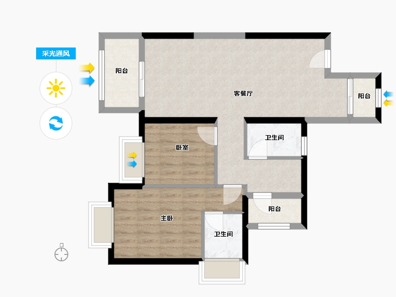 黑龙江省-鹤岗市-丹华公馆-70.81-户型库-采光通风