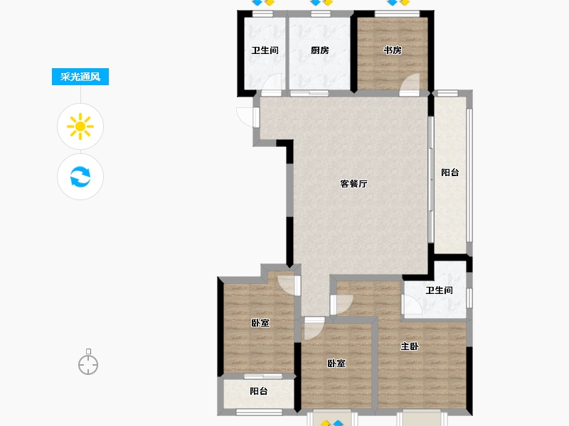 浙江省-杭州市-秦望府-113.79-户型库-采光通风