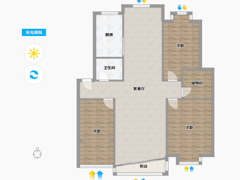 宁夏回族自治区-银川市-新世纪花园-114.36-户型库-采光通风