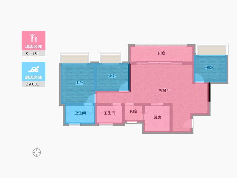 重庆-重庆市-建发书香府-73.35-户型库-动静分区