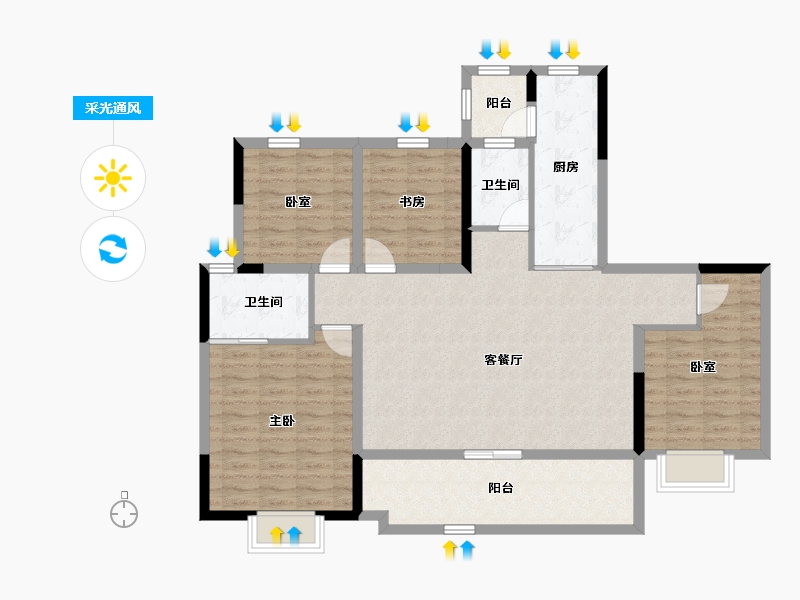 四川省-成都市-兴城人居海棠林语-114.38-户型库-采光通风