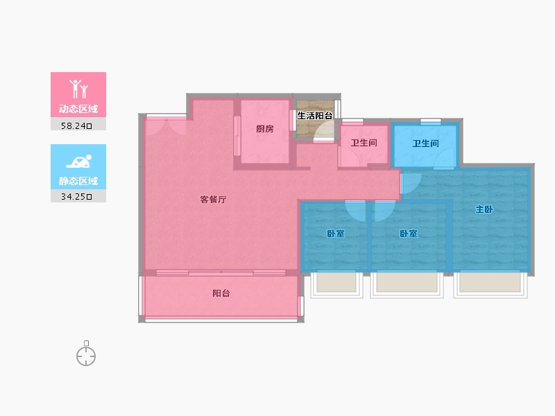 重庆-重庆市-中国铁建山语桃源-85.32-户型库-动静分区