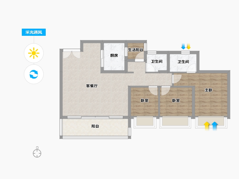 重庆-重庆市-中国铁建山语桃源-85.32-户型库-采光通风