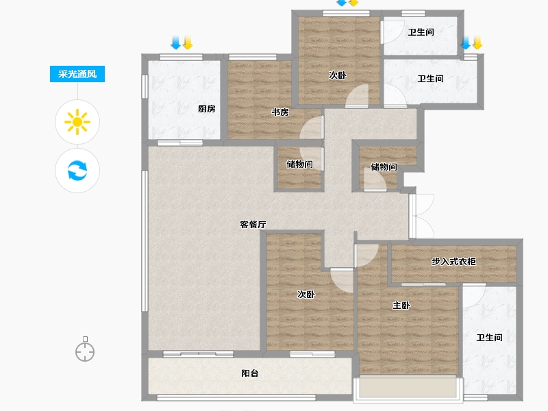 浙江省-衢州市-绿城城投·礼贤未来社区-150.41-户型库-采光通风