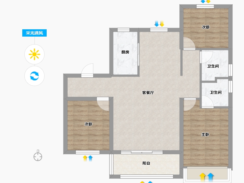 河北省-衡水市-君悦华府-83.44-户型库-采光通风