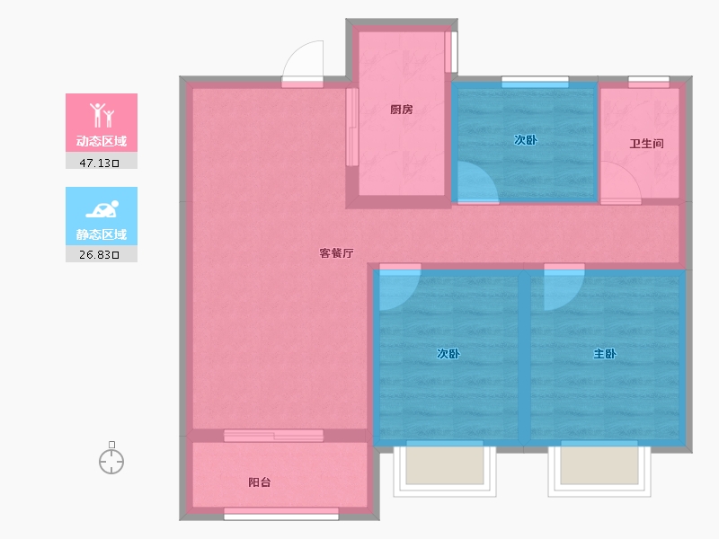 河北省-唐山市-德贤华府-65.03-户型库-动静分区