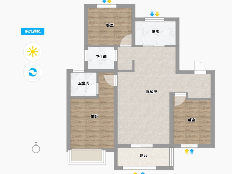 河北省-衡水市-君悦华府-71.57-户型库-采光通风