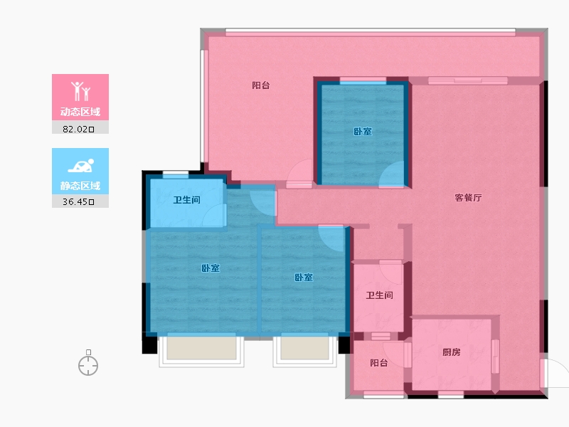 贵州省-贵阳市-广大城耀莱华府-105.63-户型库-动静分区