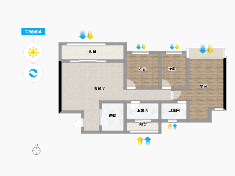 重庆-重庆市-金辉云缦长滩-81.15-户型库-采光通风