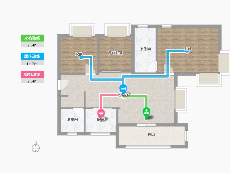 黑龙江省-鹤岗市-招商玺家园-81.95-户型库-动静线