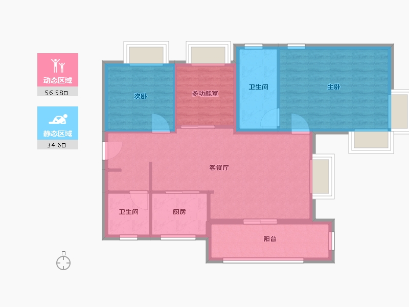 黑龙江省-鹤岗市-招商玺家园-81.95-户型库-动静分区