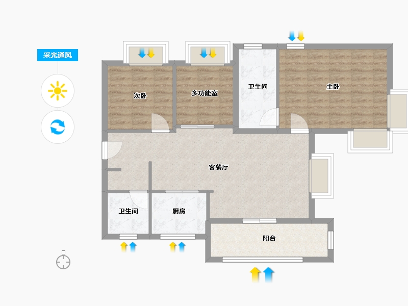 黑龙江省-鹤岗市-招商玺家园-81.95-户型库-采光通风