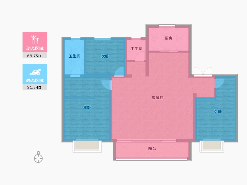 河北省-唐山市-德贤华府-108.93-户型库-动静分区