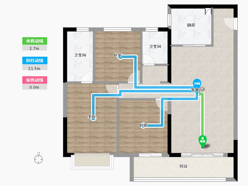 陕西省-西安市-金辉鹿鸣长滩-98.40-户型库-动静线