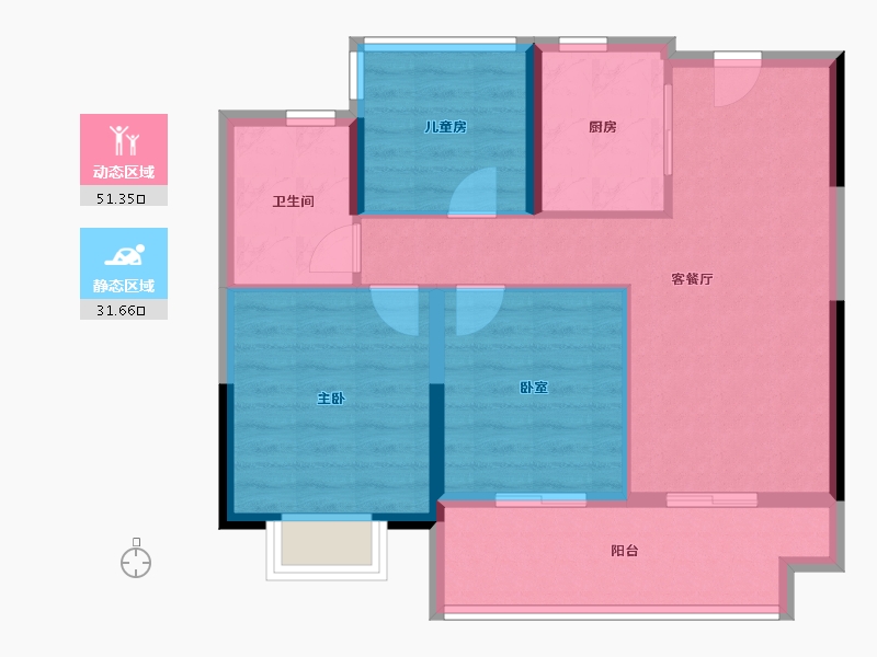 安徽省-合肥市-伟星悦璟台-74.40-户型库-动静分区