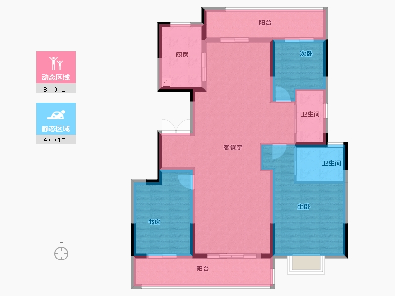 河南省-郑州市-招商美景·雍瑞园-114.41-户型库-动静分区