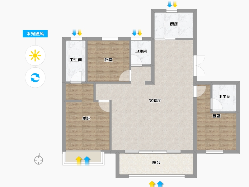 河北省-衡水市-君悦华府-95.08-户型库-采光通风