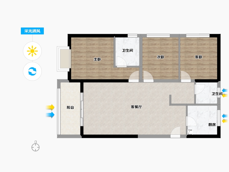 河南省-郑州市-美盛·教育港湾-84.01-户型库-采光通风