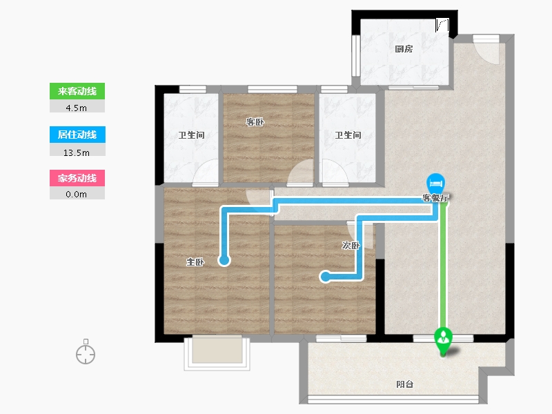 陕西省-西安市-金辉鹿鸣长滩-86.40-户型库-动静线