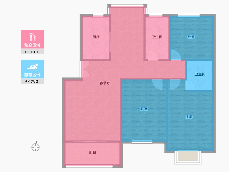 江苏省-苏州市-文溪花苑-100.83-户型库-动静分区