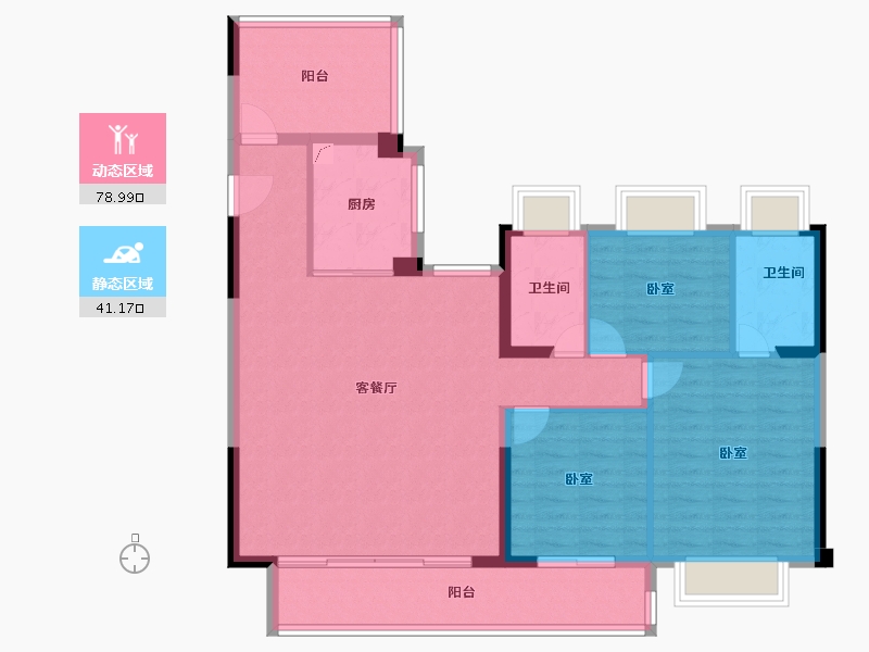 广东省-惠州市-华发旭辉铂钻花园-108.80-户型库-动静分区