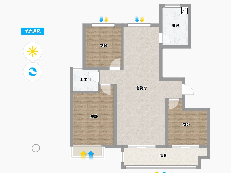 安徽省-马鞍山市-明发明博小镇-85.00-户型库-采光通风