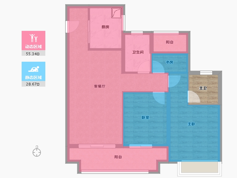 江苏省-苏州市-中梁海伦堡滨湖云璟-78.24-户型库-动静分区