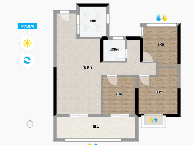 安徽省-合肥市-招商雍润府-78.65-户型库-采光通风